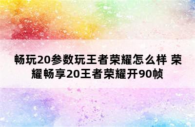 畅玩20参数玩王者荣耀怎么样 荣耀畅享20王者荣耀开90帧